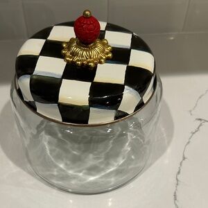 MacKenzie-Childs White and Gold Lid with Brass Knob